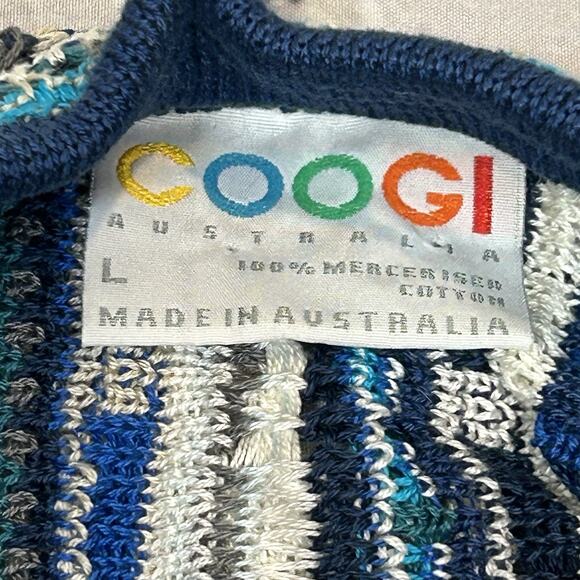 Vintage Authentic Coogi Australia Sweater Multi-Colored Cotton 3D Knit Sz Lrg - Picture 4 of 8
